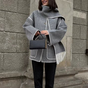 Women fringe wool winter coat