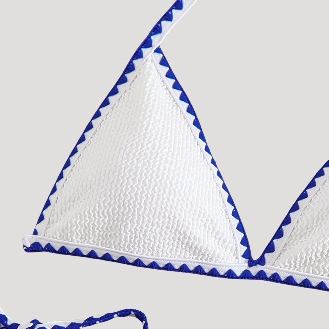 White textured triangle bikini set