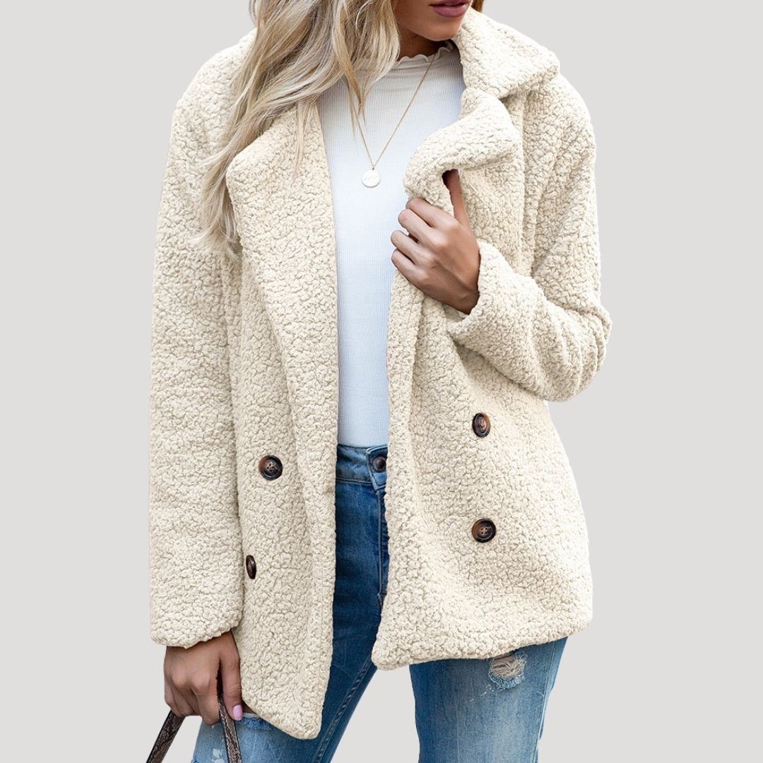 Women’s teddy fleece double breasted winter jacket