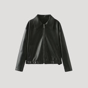 Women's faux leather zip up biker jacket