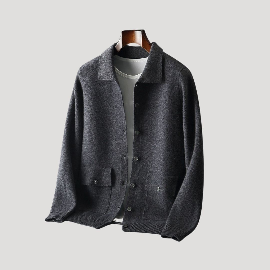 Men’s knitted wool blend button up cardigan