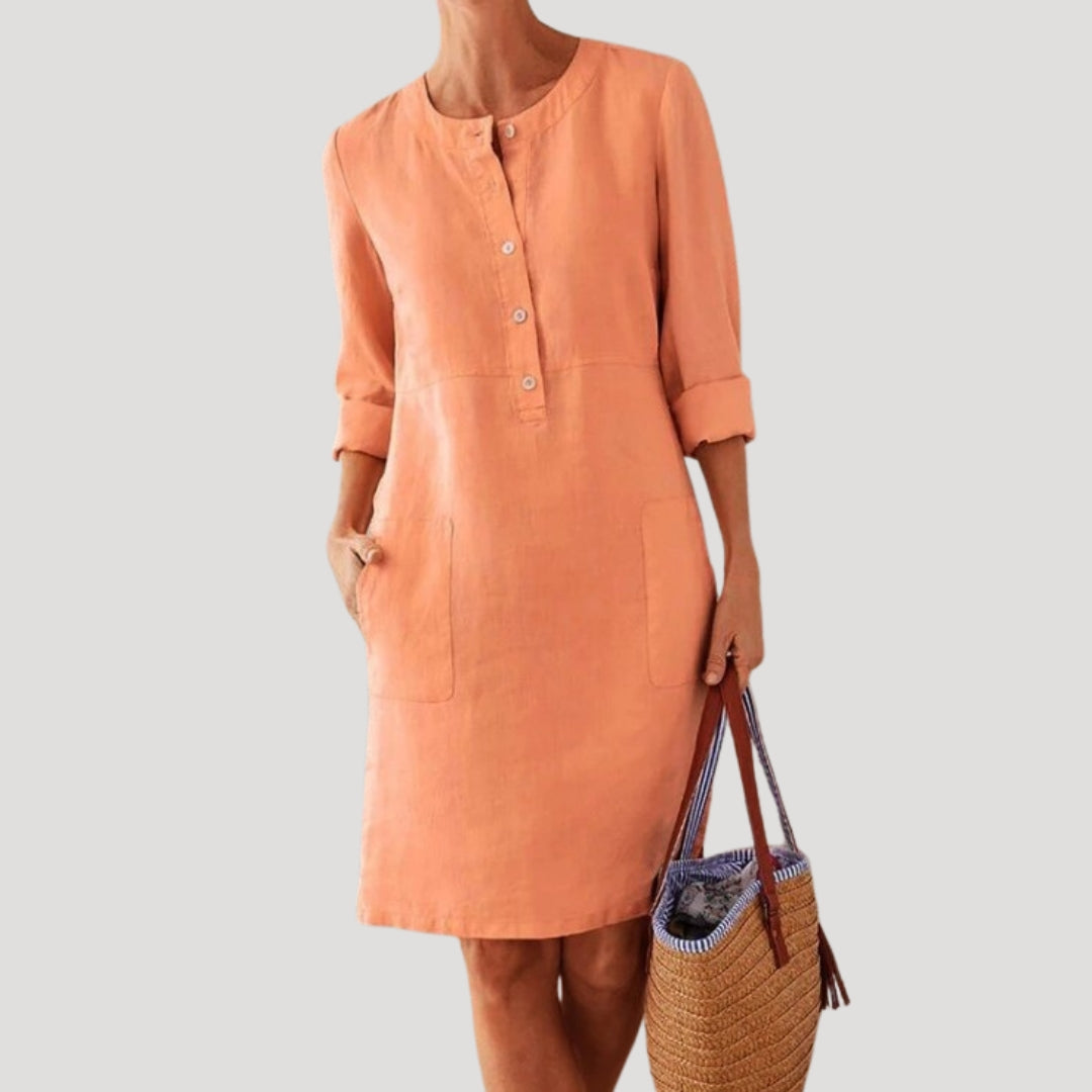 Women’s long sleeve linen midi dress