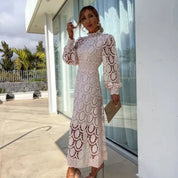 Women’s lace midi wedding guest dress long sleeve