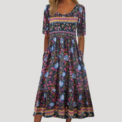 Women’s floral short sleeve midi day dress