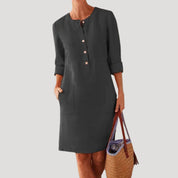 Women’s long sleeve linen midi dress