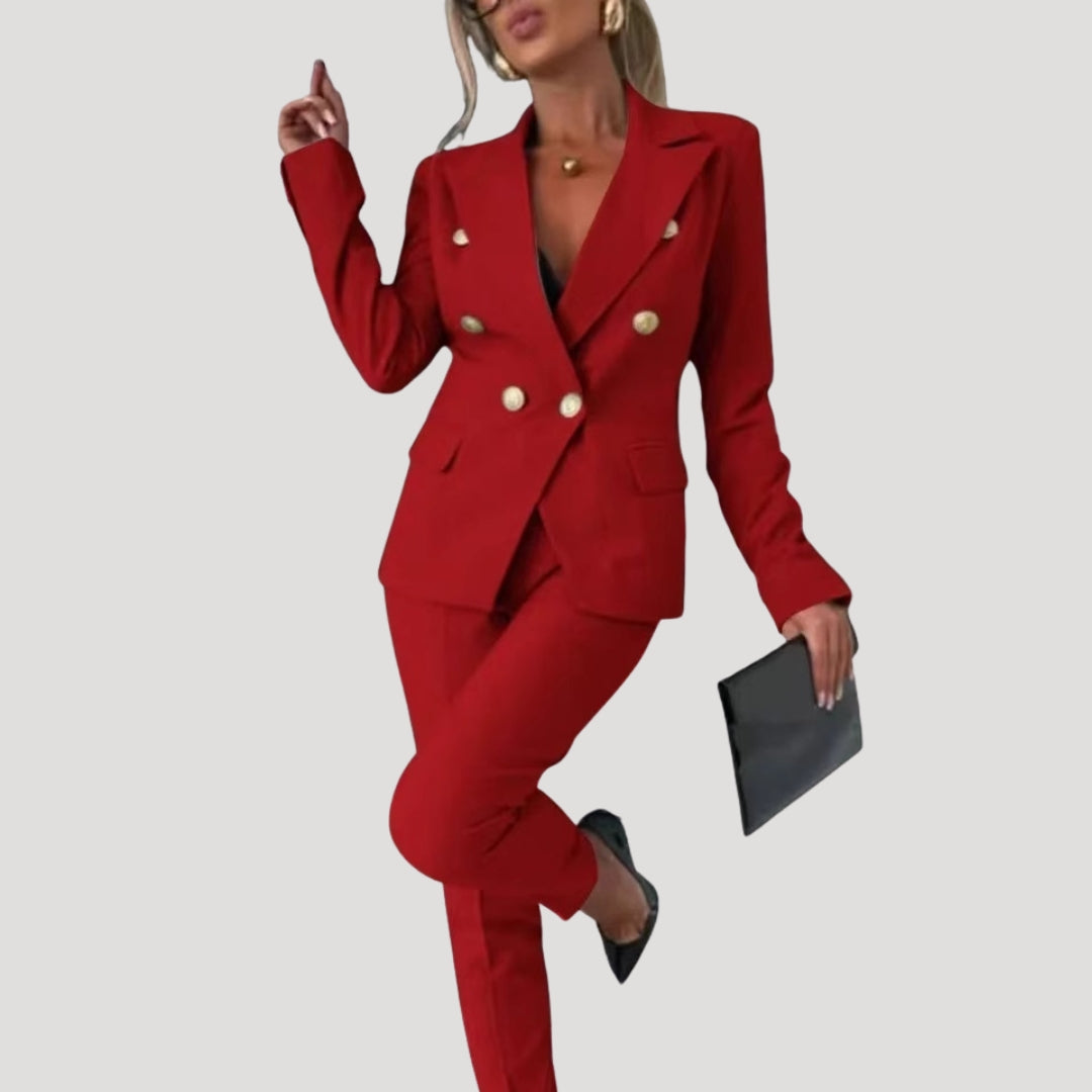 Women’s button front blazer and trouser set