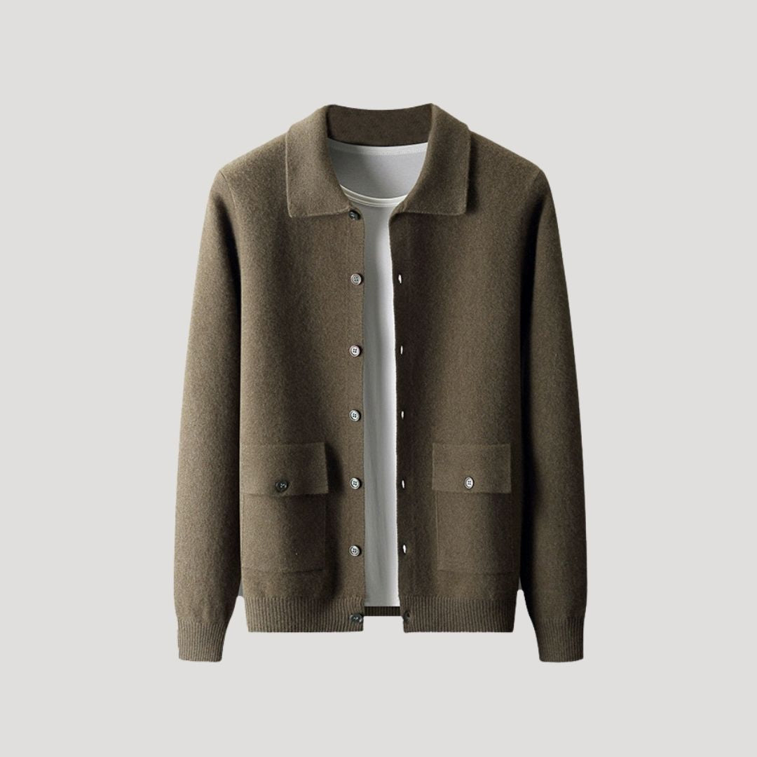 Men’s knitted wool blend button up cardigan