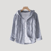Women’s cotton long sleeve hooded button overshirt