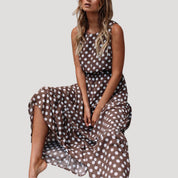 Women’s polka dot sleeveless midi dress