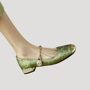 Women’s square toe ballet flats with low heel