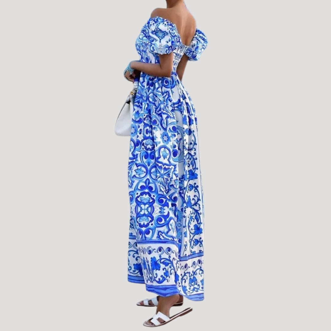 Women’s off shoulder summer puff sleeve maxi dress