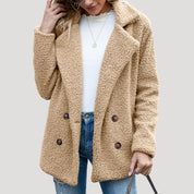 Women’s teddy fleece double breasted winter jacket