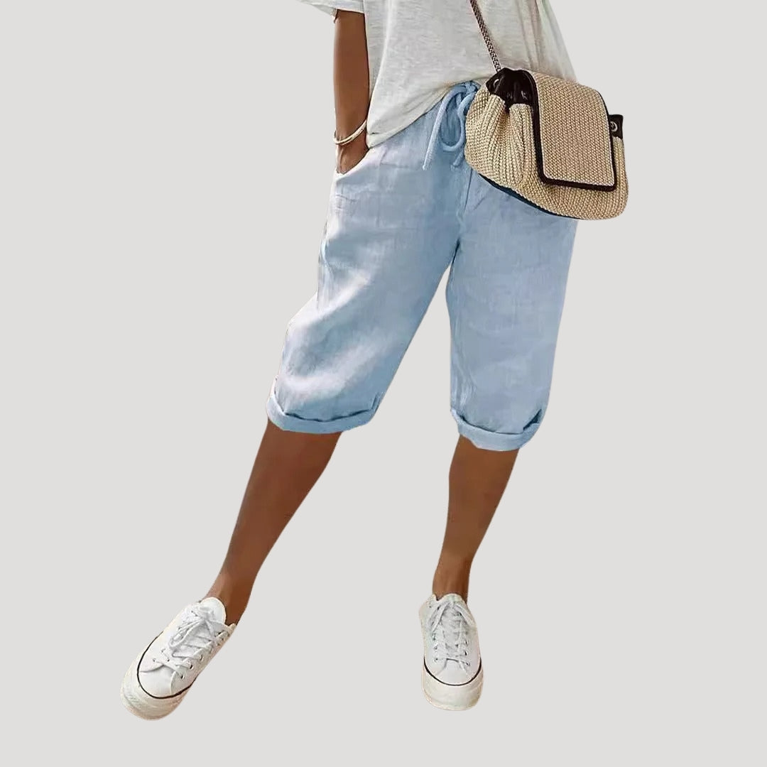 Women’s linen knee length shorts summer casual fit
