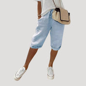 Women’s linen knee length shorts summer casual fit