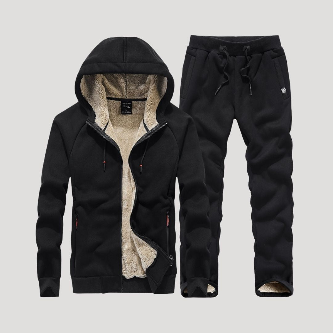 Men’s fleece lined hooded zip winter tracksuit