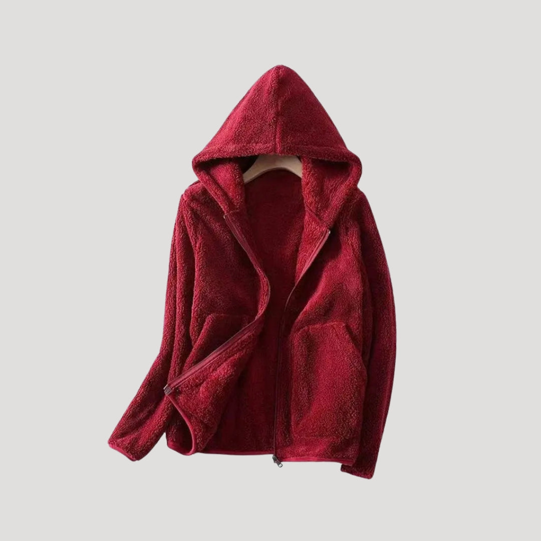 Women’s hooded fluffy zip jacket for winter