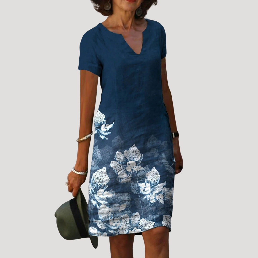 Women’s floral v neck short sleeve midi dress