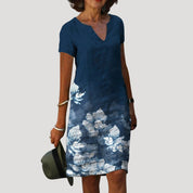 Women’s floral v neck short sleeve midi dress