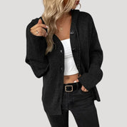 Women hooded button-up cardigan