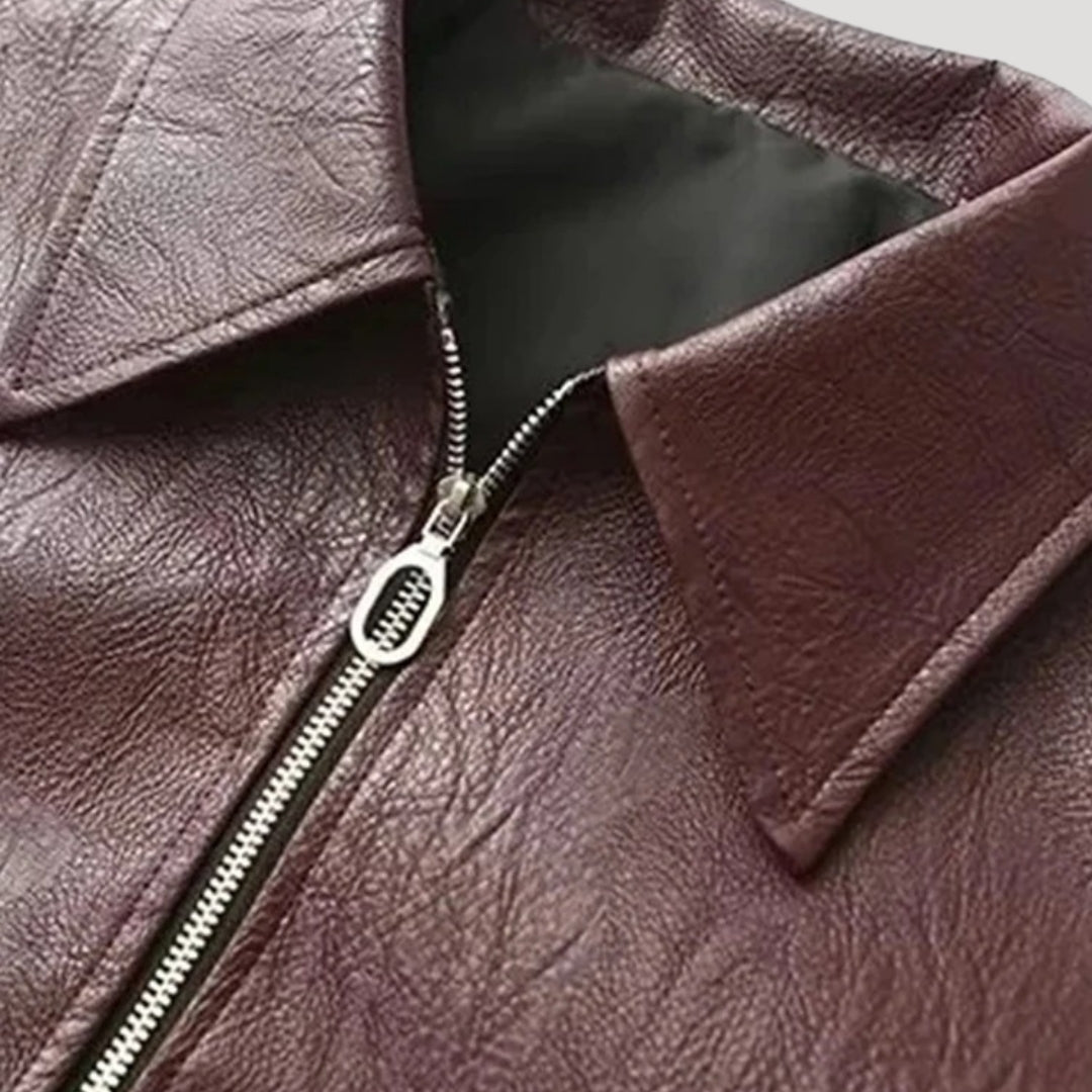 Women's faux leather zip up biker jacket