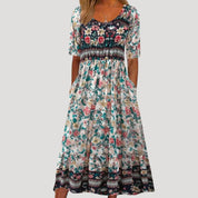 Women’s floral short sleeve midi day dress