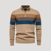 Men’s knitted half zip striped winter sweater