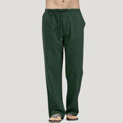 Men’s linen drawstring casual wide leg trousers