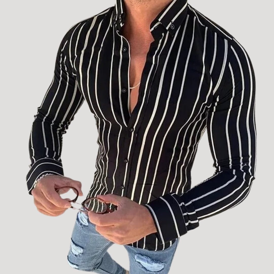 Men’s slim fit long sleeve patterned shirt