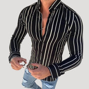 Men’s slim fit long sleeve patterned shirt