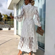 Women’s lace midi wedding guest dress long sleeve