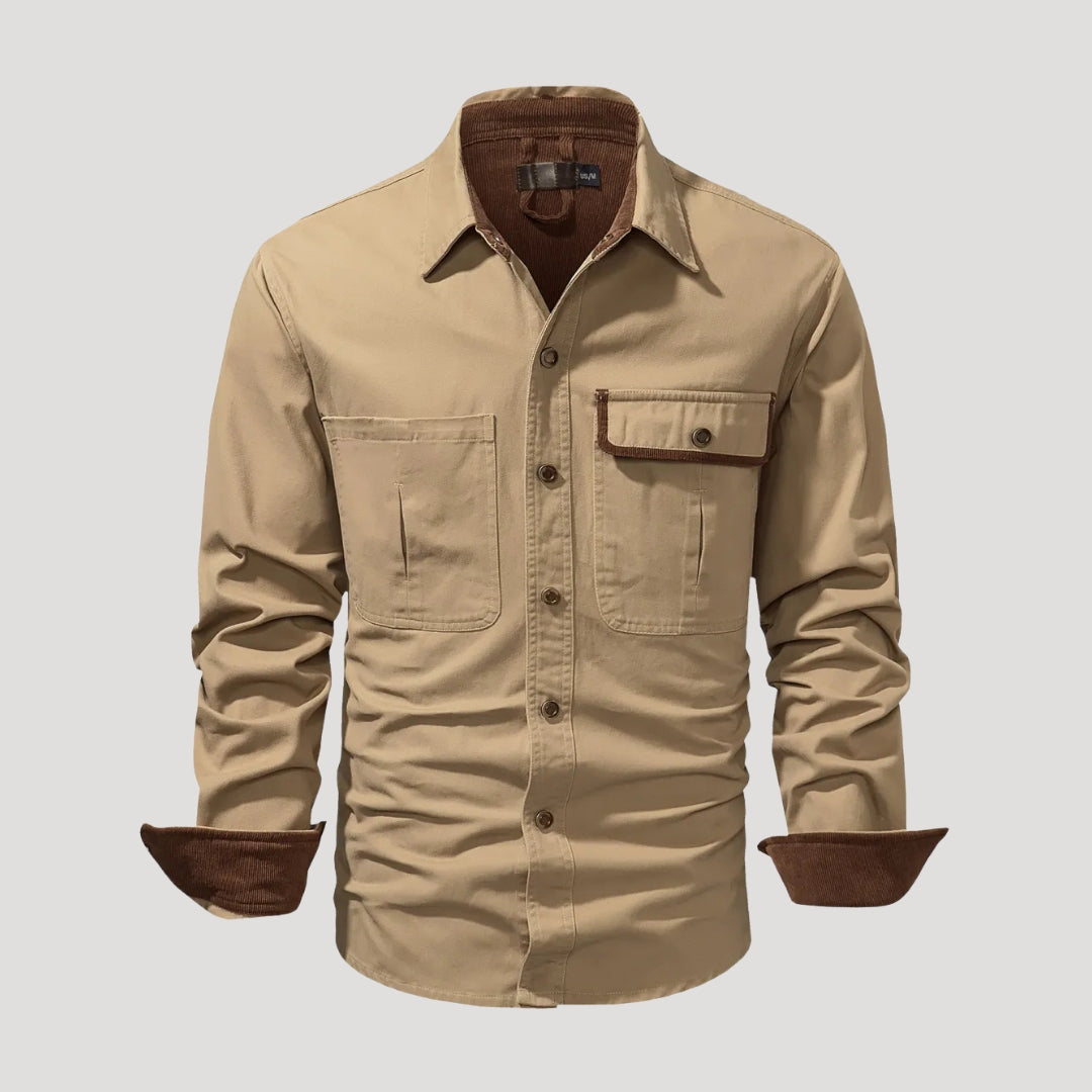 Men’s long sleeve casual pocket button overshirt