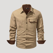 Men’s long sleeve casual pocket button overshirt
