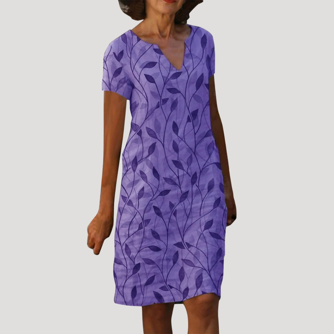 Women’s v neck short sleeve printed midi dress