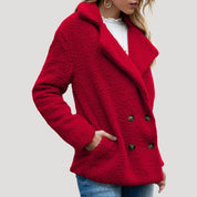 Women’s teddy fleece double breasted winter jacket