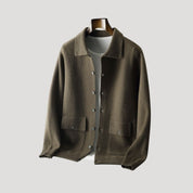 Men’s knitted wool blend button up cardigan