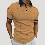 Men’s short sleeve printed patterned polo shirt