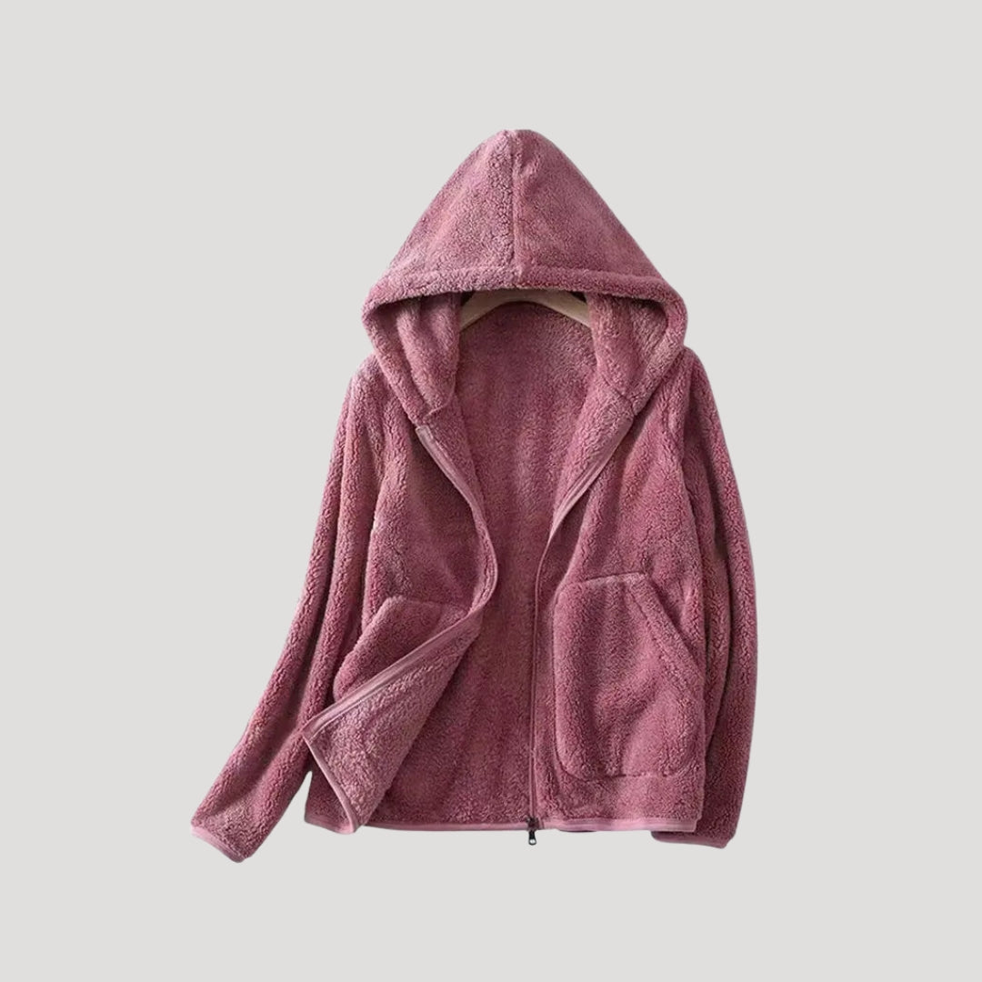 Women’s hooded fluffy zip jacket for winter