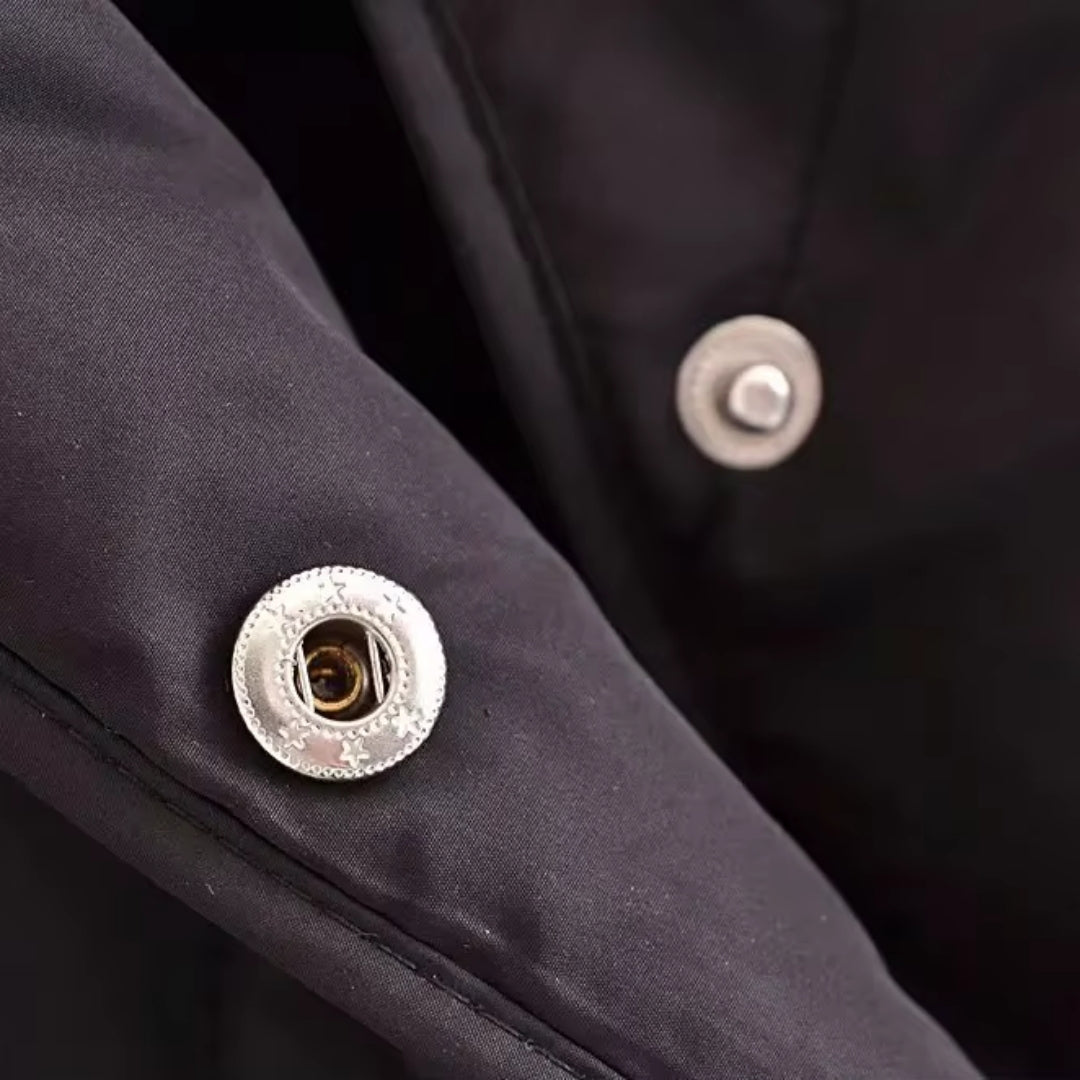 Quilted hooded jacket with snap buttons