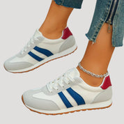 Women’s retro lace-up running sneakers with stripe detail