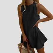 Women’s sleeveless scalloped hem mini dress