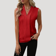 Women’s sleeveless v neck office work blouse