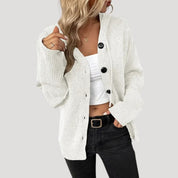 Women hooded button-up cardigan