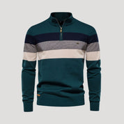 Men’s knitted half zip striped winter sweater