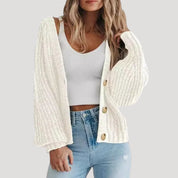 Women chunky knit button cardigan