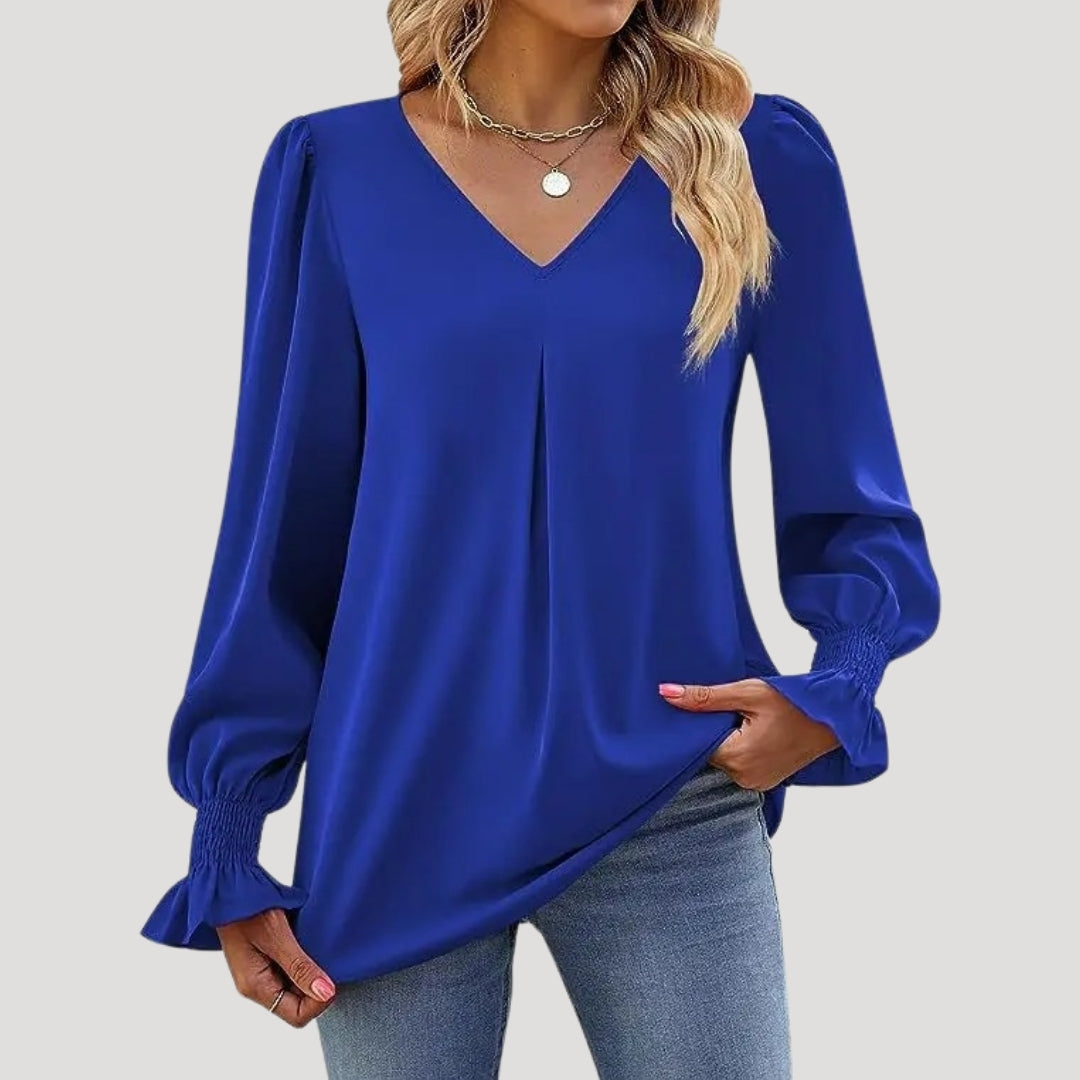 Elegant v-neck long-sleeve blouse