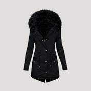 Luxury fur-lined hooded coat