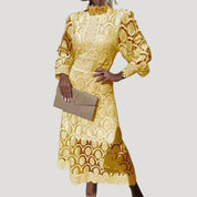 Women’s lace midi wedding guest dress long sleeve