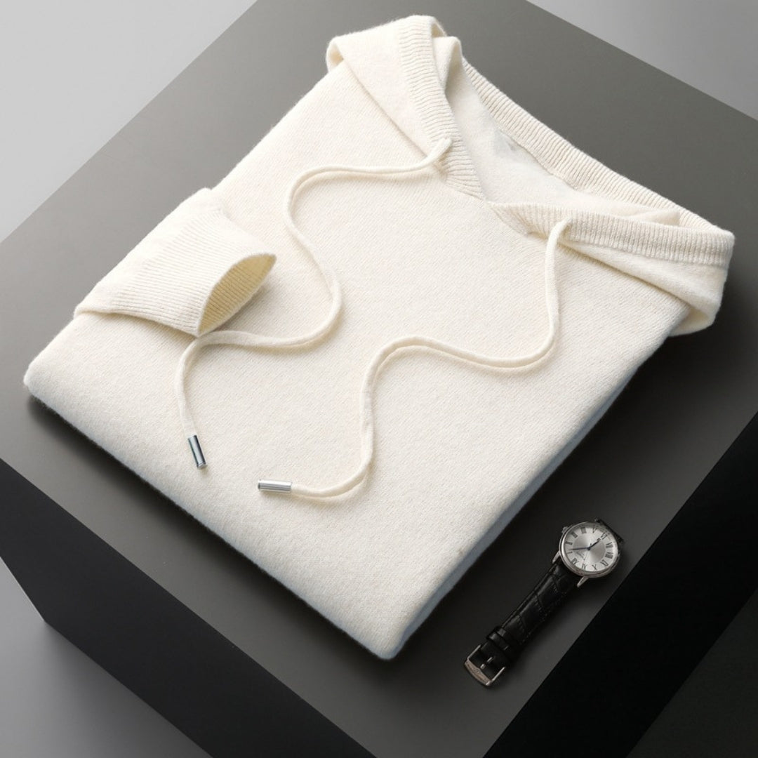 Men’s cashmere wool winter knitted hoodie jumper