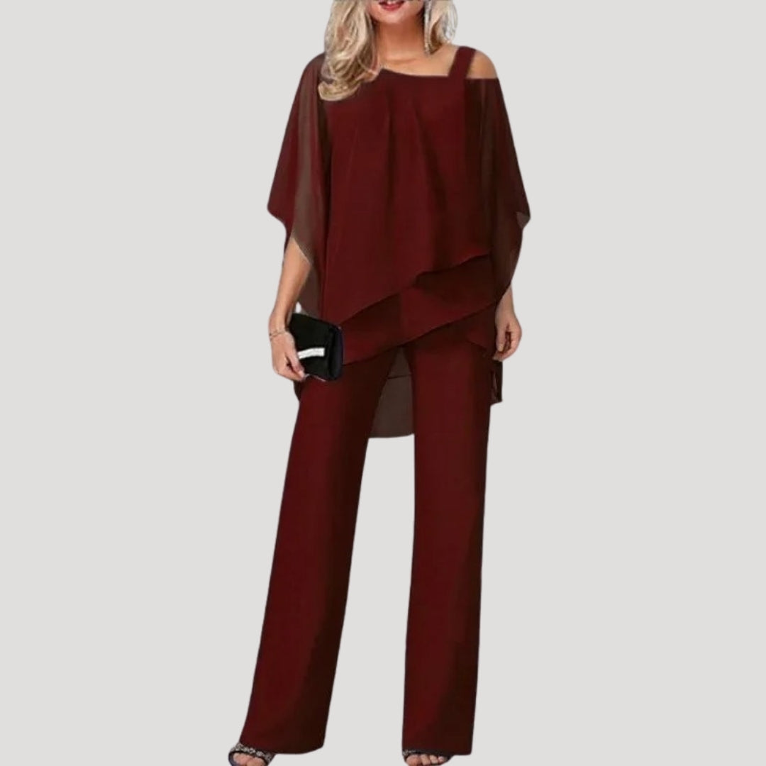 Women’s trouser suit chiffon two piece wedding guest outfit