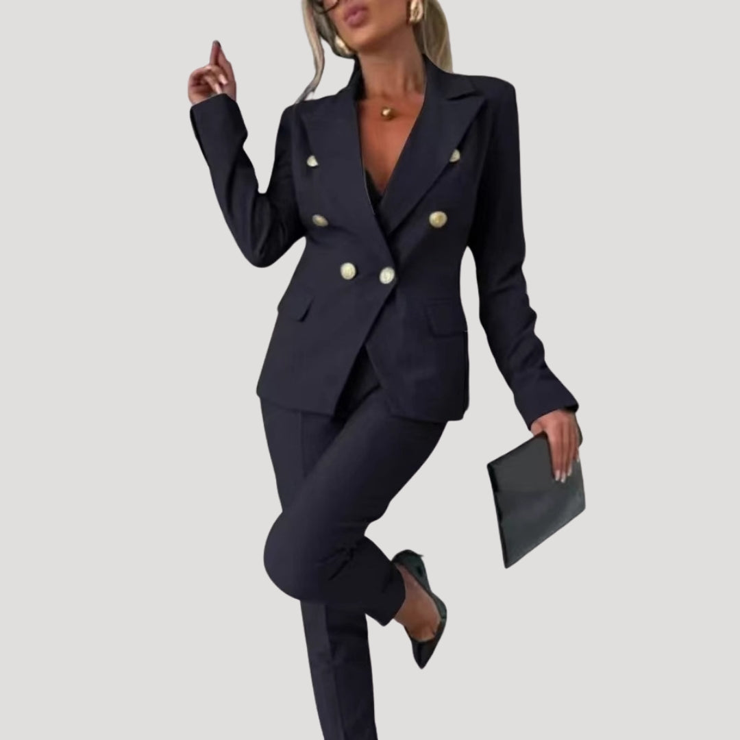 Women’s button front blazer and trouser set